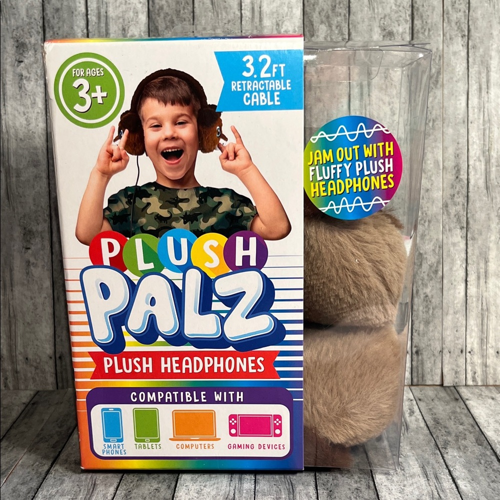 Plush Palz Fluffy Plush Headphones - Tan